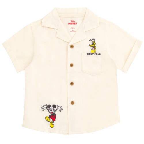 Disney Mickey Mouse & Friends Button-down T-shirt & Shorts Set In Neutral