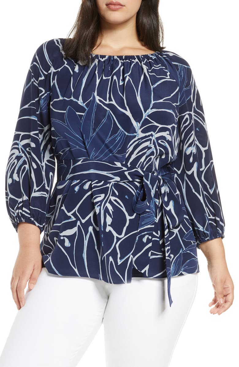 Lafayette 148 New York Carson Belted Silk Blouse, Main, color,