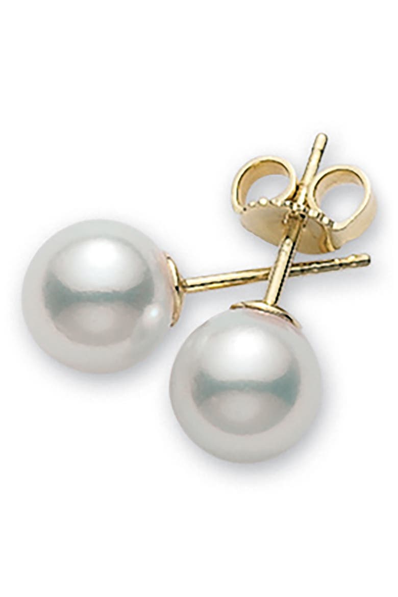 Everyday Essentials Akoya Pearl Stud Earrings, Main, color, PEARL/ GOLD