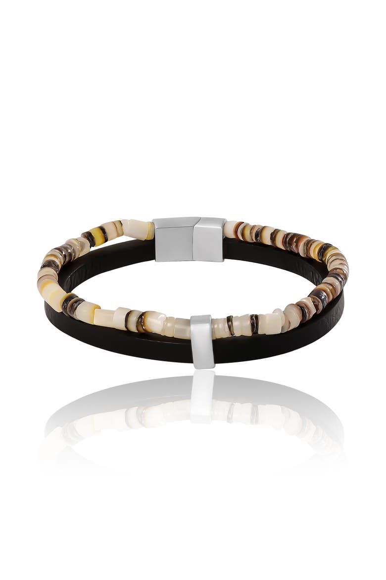 Layered Bracelet with Wood Beads and Strap, Main, color, Multi