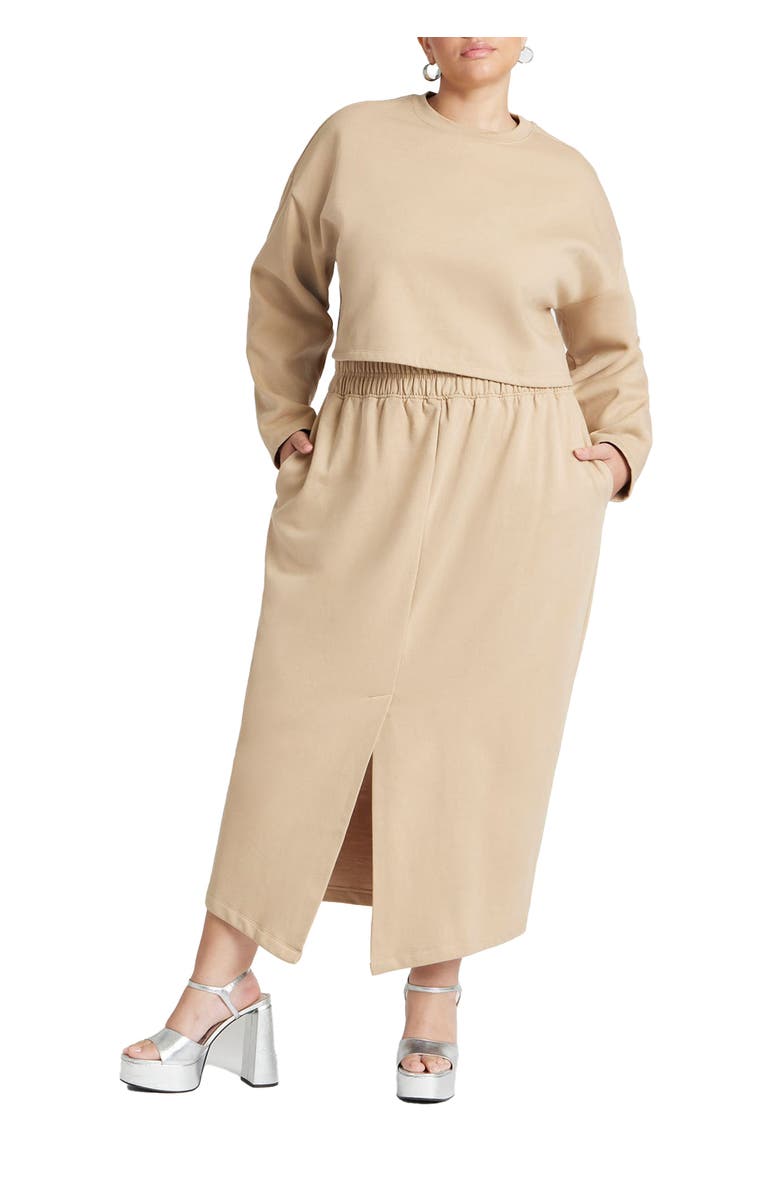 ELOQUII Oversized Cropped Sweatshirt, Main, color, Heather Grey