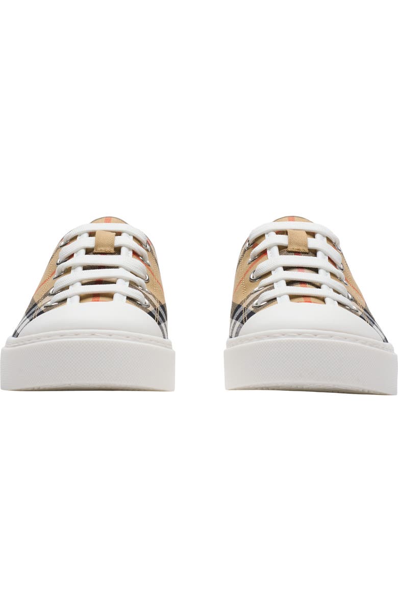 Burberry Check Cotton Sneakers, Alternate, color, Sand Beige