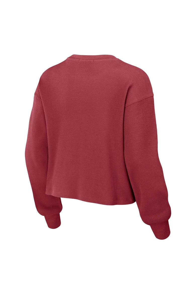 Women's WEAR by Erin Andrews Cardinal Arizona Cardinals Waffle Knit Long Sleeve T-Shirt & Shorts Lounge Set, Alternate, color, Cardinal