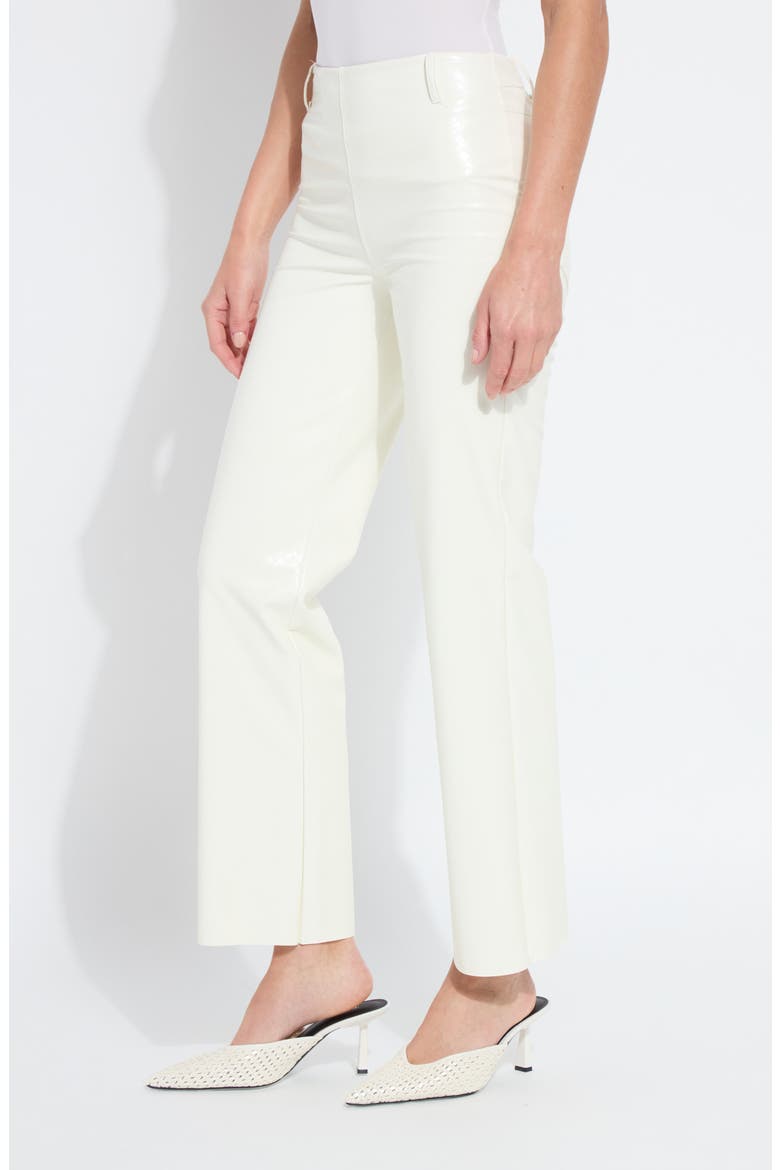 Amara Flare Faux Leather Pants, Alternate, color, SNOW WHITE WICKER TEXTURE