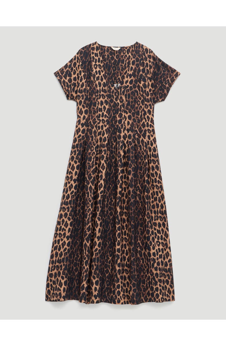 Hush Bronte Pleated Air Flow Midi Dress, Alternate, color, Natural Leopard Brown