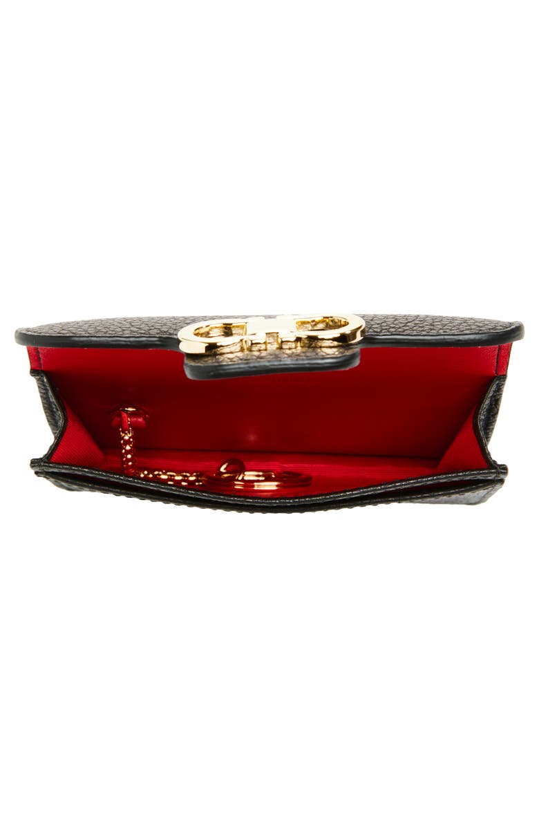 FERRAGAMO Double Gancio Key Holder, Alternate, color, Nero/ Flame Red