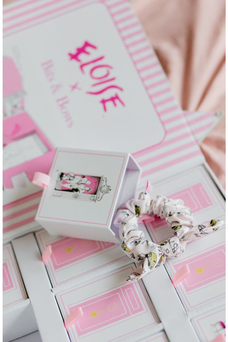 Eloise NYC Taxi Cab Bow Scrunchie, Alternate, color, Pink/White