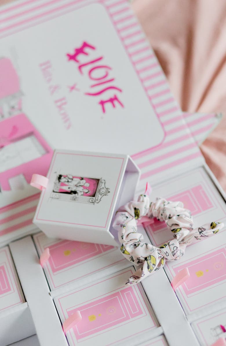 Bits & Bows Eloise NYC Taxi Cab Bow Scrunchie, Alternate, color, Pink/White