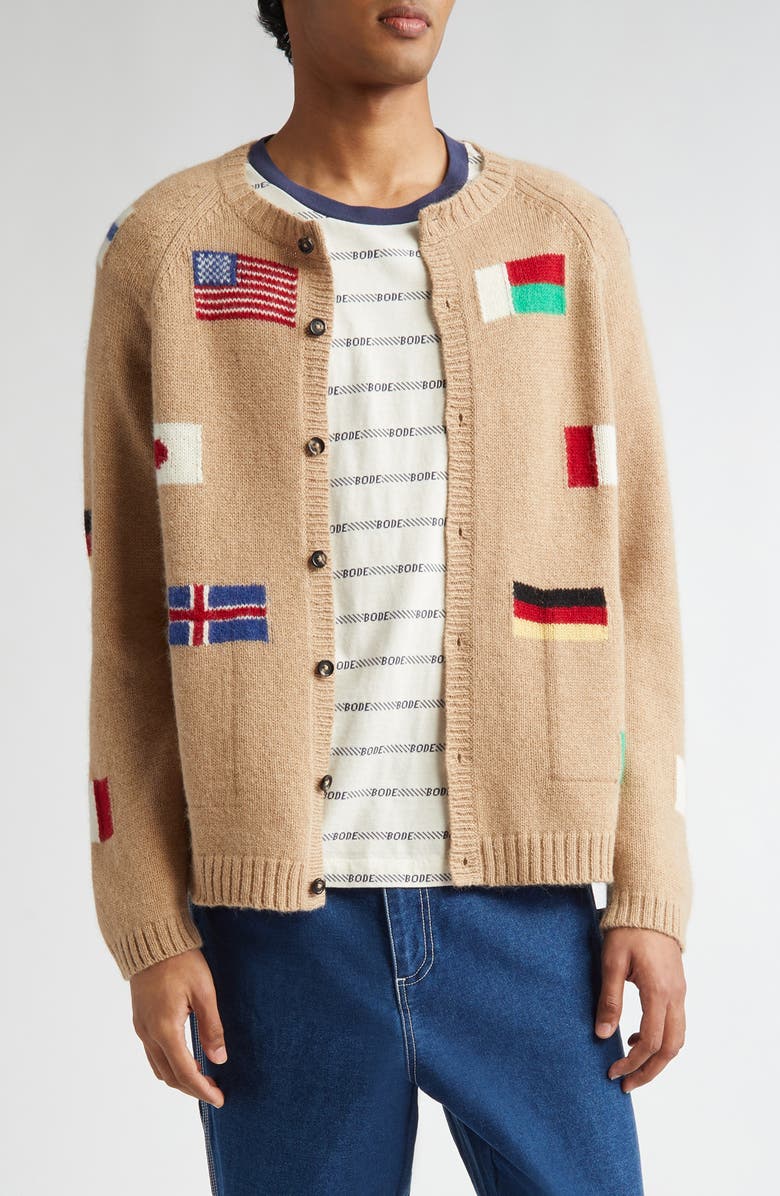 Bode Round-the-World Baby Alpaca and Merino Wool Cardigan, Main, color, 