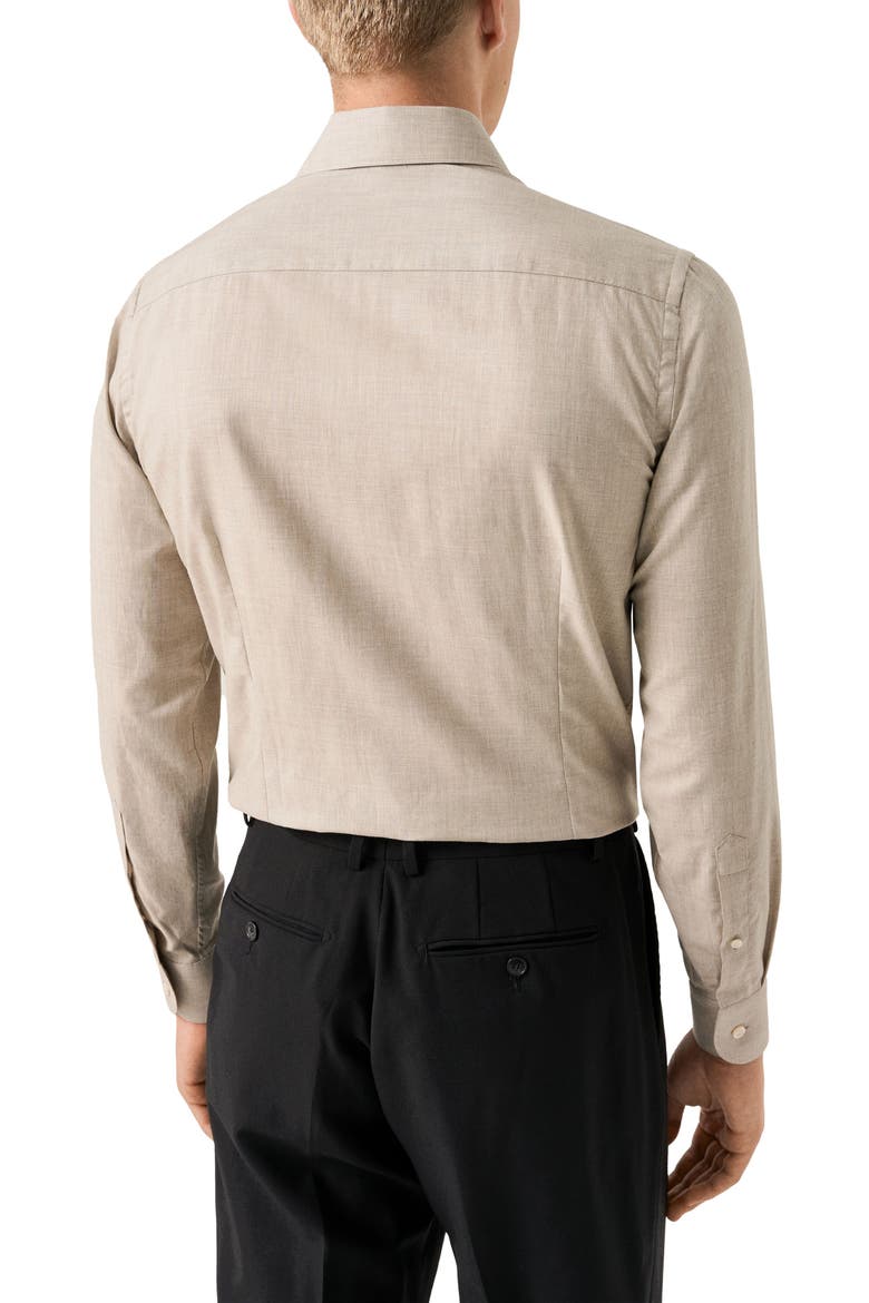 Slim Fit Flannel Dress Shirt, Alternate, color, LIGHT BEIGE