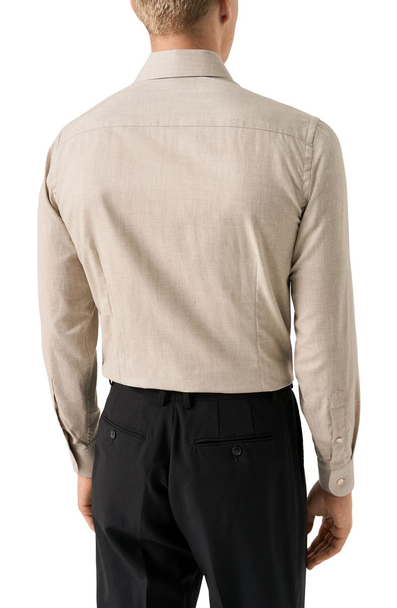 Eton Slim Fit Flannel Dress Shirt, Alternate, color, Light Beige