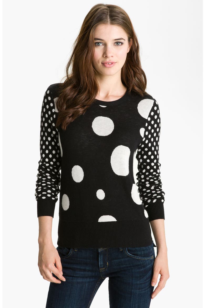 Polka Dot Sweater, Main, color, BLACK/ WHITE