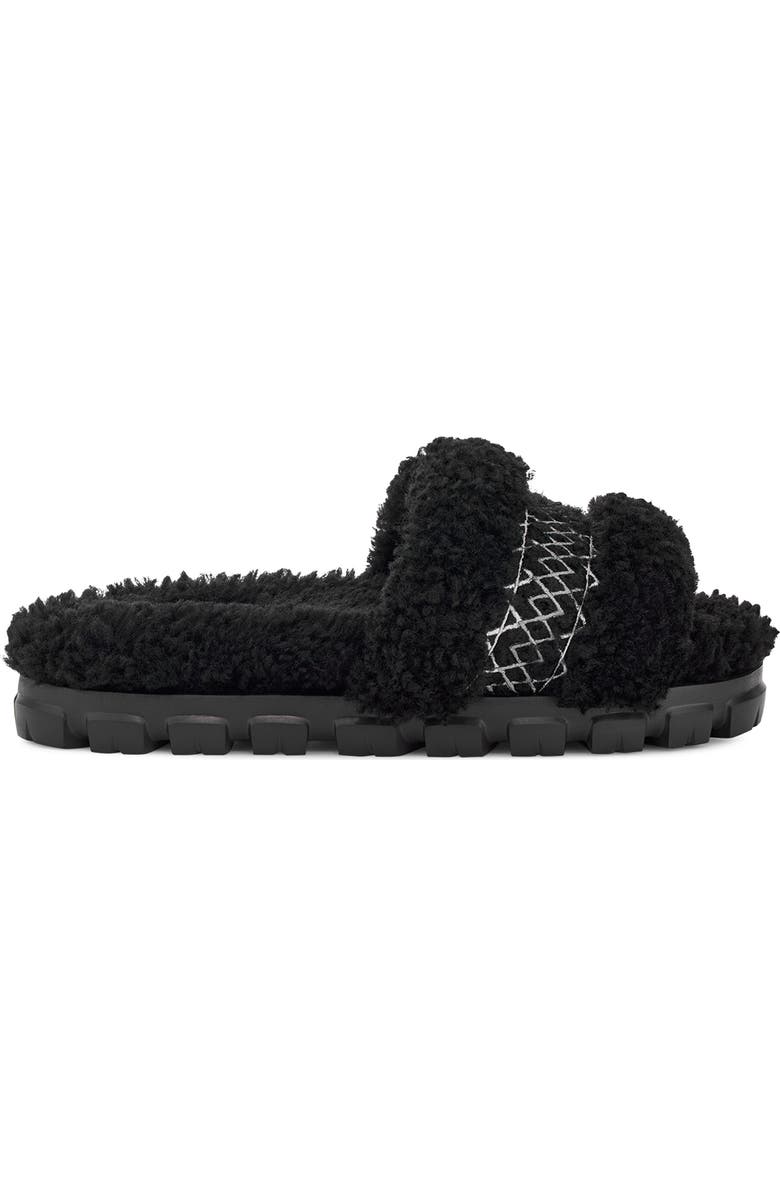 UGG<sup>®</sup> Cozetta Braid Genuine Shearling & Faux Shearling Slide Sandal, Alternate, color,