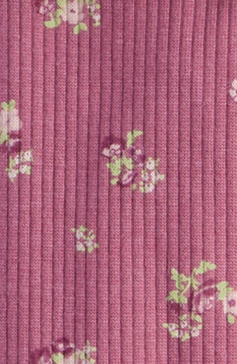 Nordstrom Ruffle Rib Top & Leggings Set, Alternate, color, Pink Violet Hailey Floral