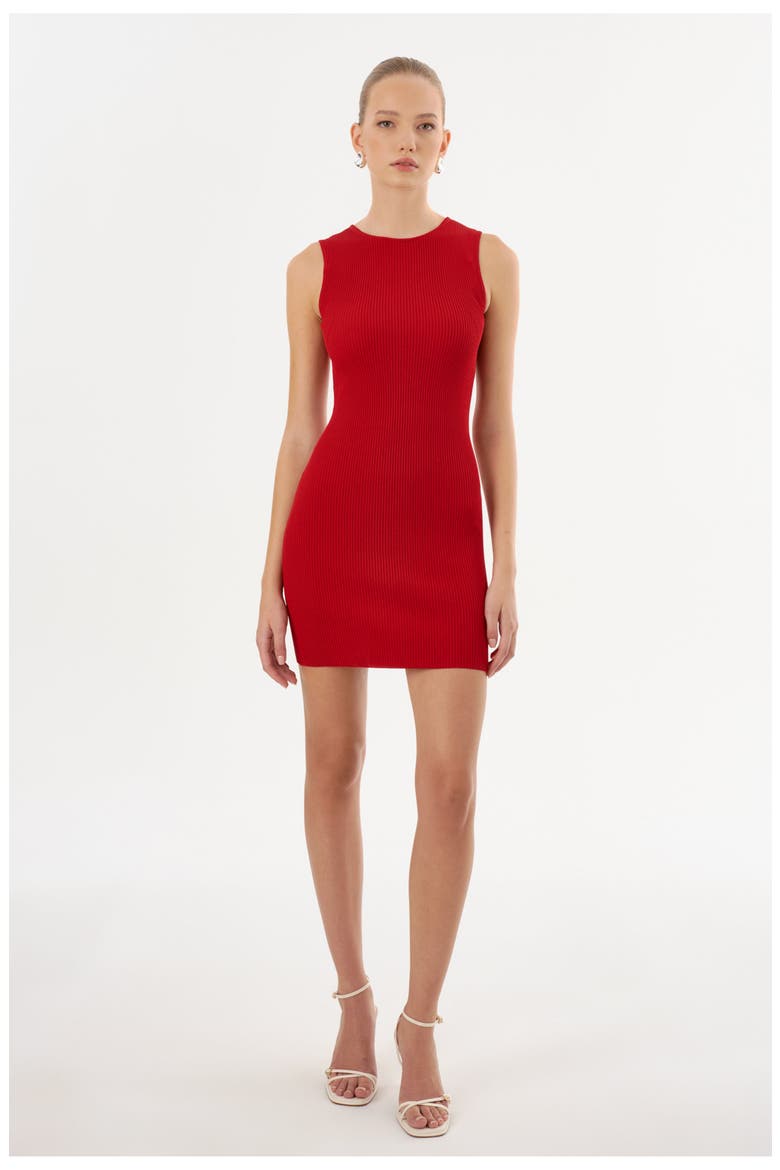 SHAY | Rib Knit Mini Dress, Main, color, Red