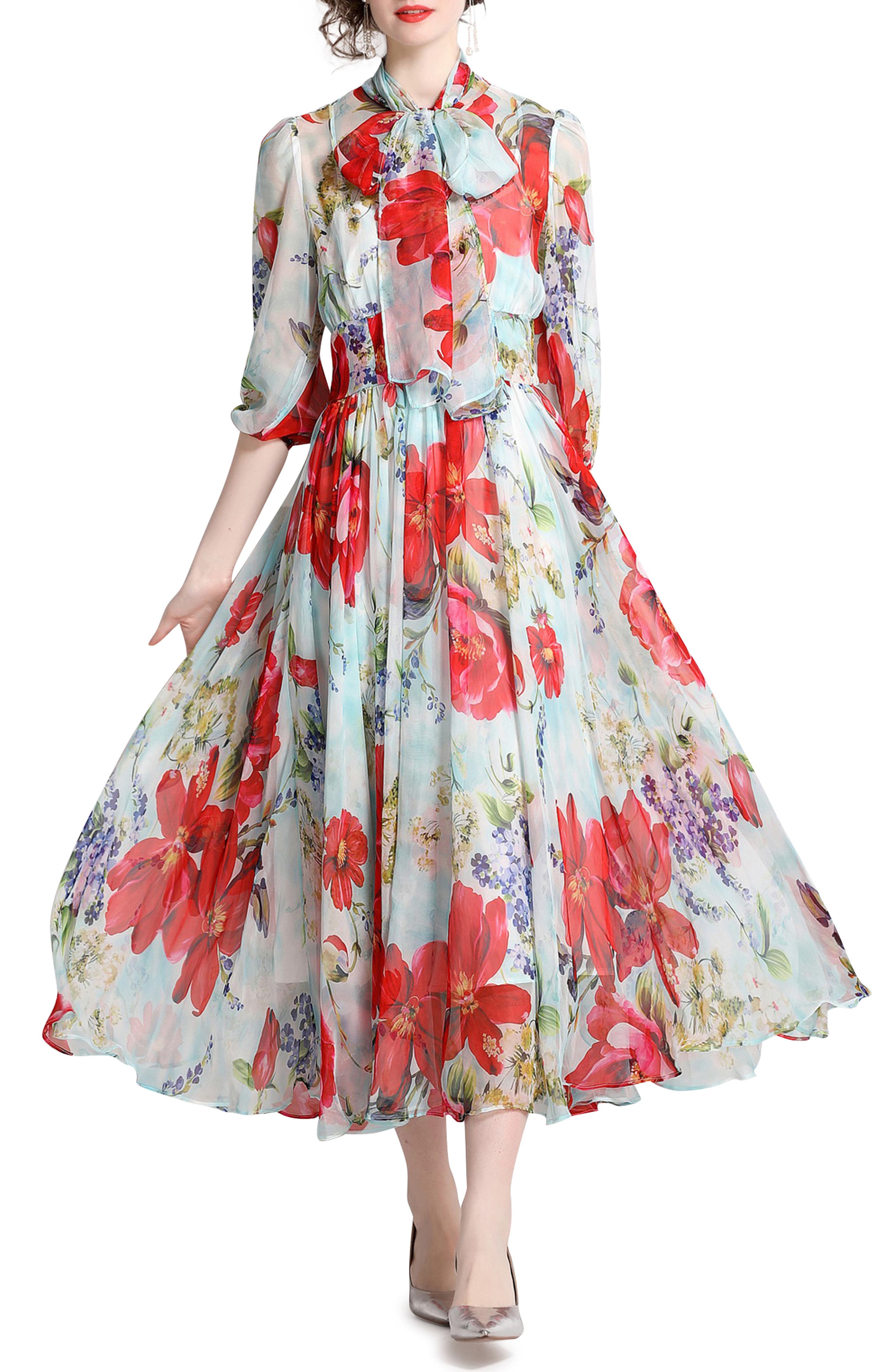 KAIMILAN A-Line Bishop Sleeve Dress (Women) | Nordstromrack