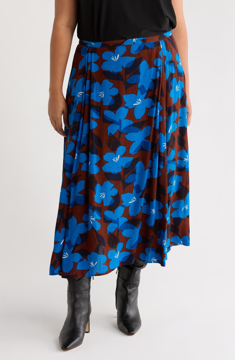 Seasalt Cornwall Lethlean Floral Pleated Maxi Skirt, Main, color, Macro Flower Cocoa