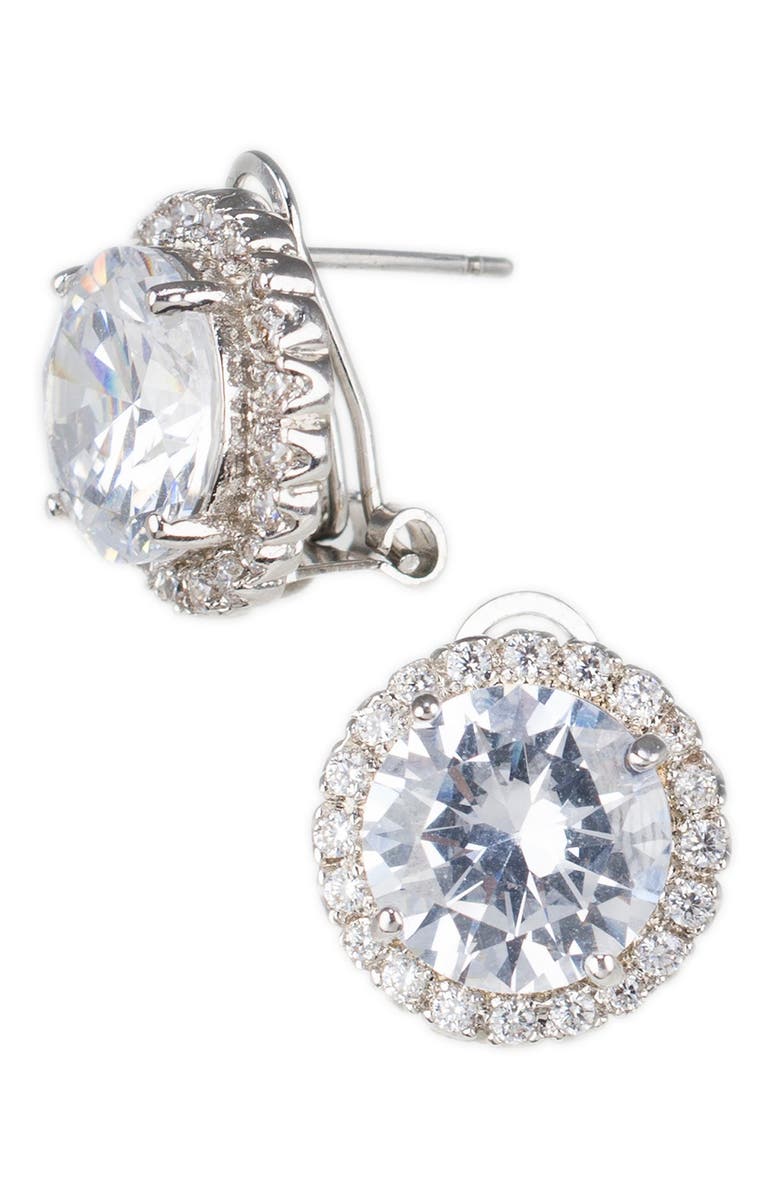 CZ by Kenneth Jay Lane 15mm Halo CZ Stud Earrings, Main, color,
