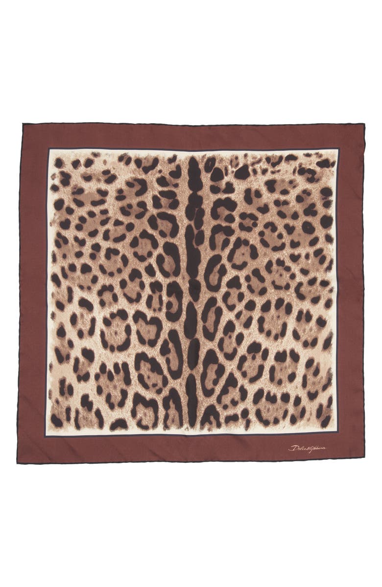 Dolce&Gabbana Leopard Print Square Silk Scarf, Main, color,