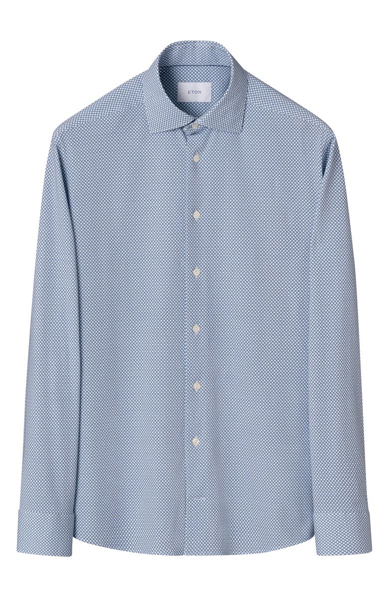 Eton Slim Fit Geo Stretch Jersey Dress Shirt, Alternate, color, Medium Blue
