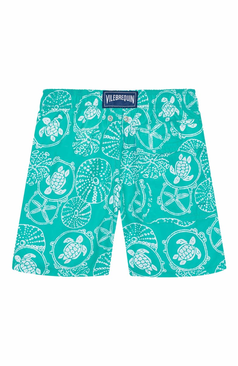 Vilebrequin Kids' Oursins Bicolor Swim Shorts, Alternate, color, Vert Disco