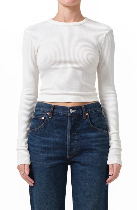 売れ筋商品|||シチズンズ オブ ヒューマニティ Tシャツ レディース トップス MARA U NECK - Long sleeved top - white 楽天市場】Citizens of humanity（Tシャツ・カットソー