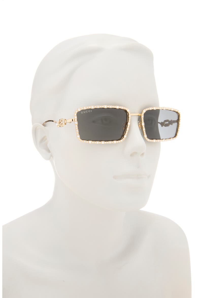 58mm Rectangular Sunglasses, Alternate, color, GOLD GOLD GREY