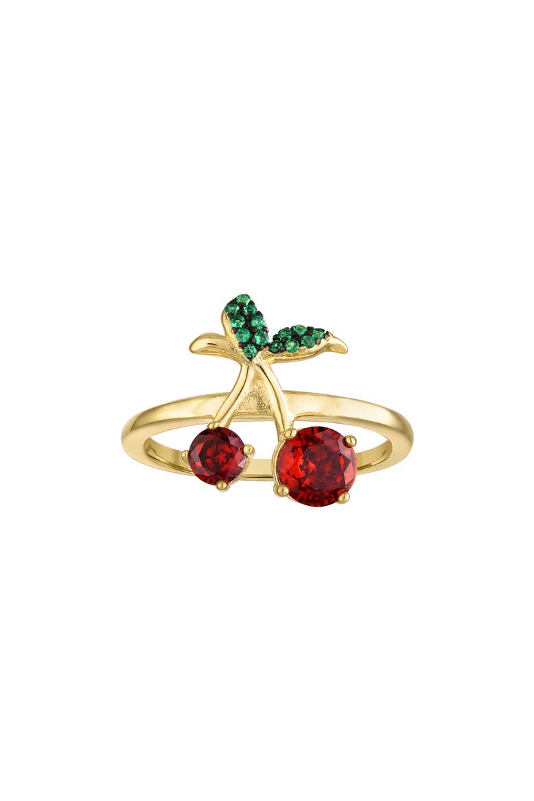 Cubic Zirconia Cherry Ring, Main, color, RED/ GOLDTONE