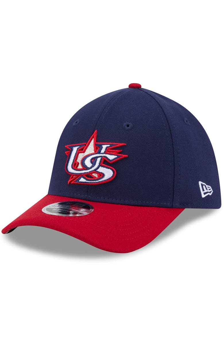 New Era Men's New Era  Navy/Red USA Baseball 2026 World Baseball Classic M-Crown 39THIRTY Flex Hat, Alternate, color, Navy