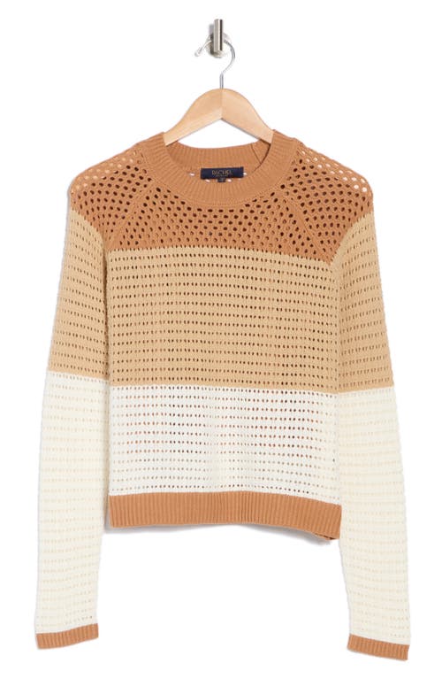 Rachel Rachel Roy Colorblock Open Knit Sweater In Macaroon Parchment Egret