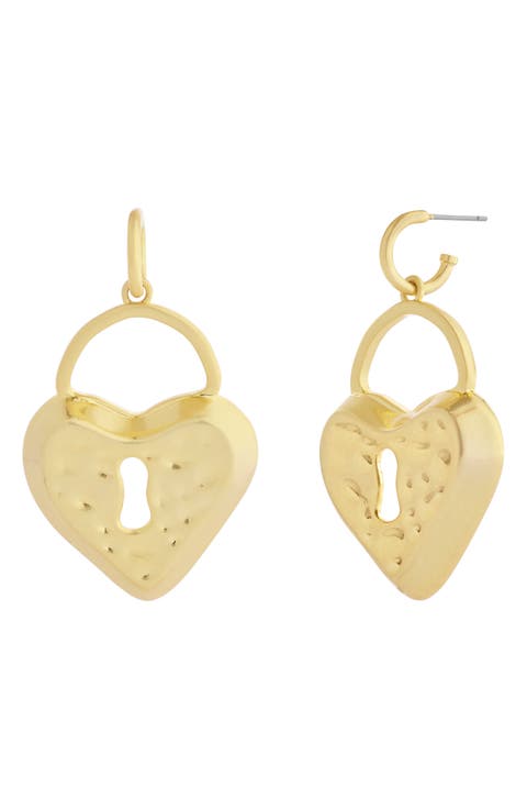 Heart Padlock Drop Earrings