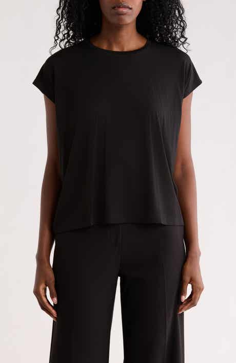 Eileen Fisher Boxy Cap Sleeve Jersey Top