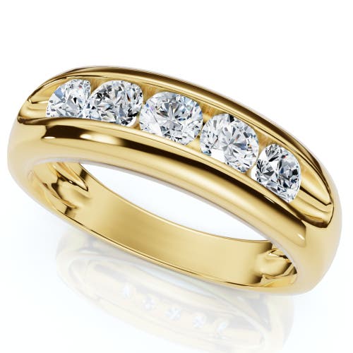 Bliss Diamond Diamond 5-stone Wedding Ring Channel Set 10k Gold Lab Grown In 10k Yellow Gold