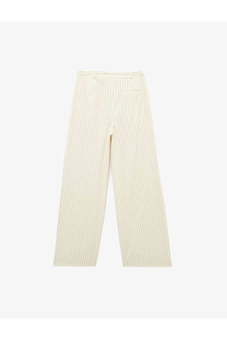 Pinstripe Wide Leg Trousers with Belt, Alternate, color, WHITE