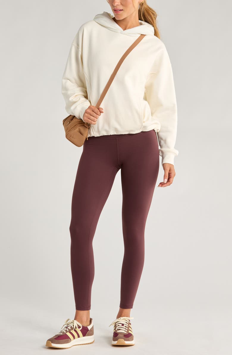 Zella Hybrid Mixed Media Hoodie, Alternate, color, Ivory Egret