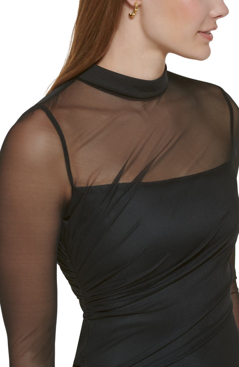 Calvin Klein Mesh Long Sleeve Scuba Dress, Alternate, color, 