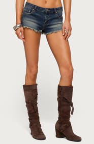 EDIKTED Distressed Cutoff Denim Shorts