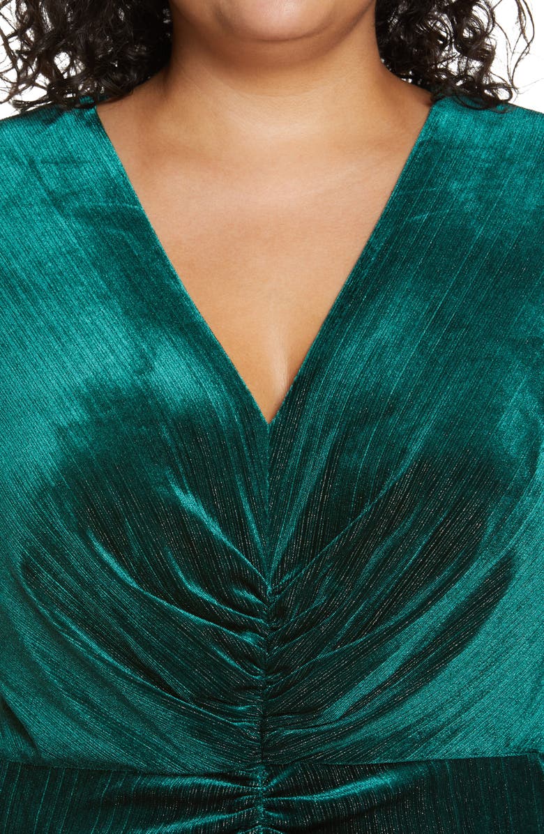 Maggy London Ruched Long Sleeve Velvet Midi Dress, Alternate, color,