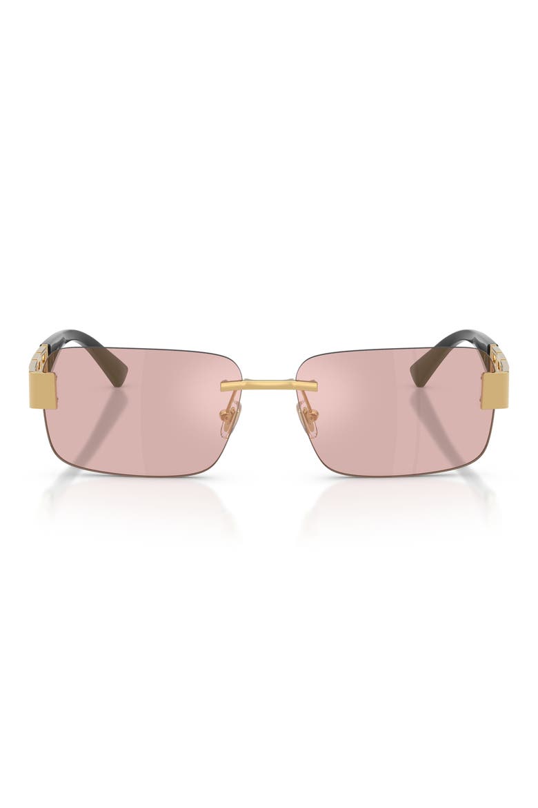 58mm Rimless Rectangular Sunglasses, Main, color, GOLD / PINK MIRROR GOLD