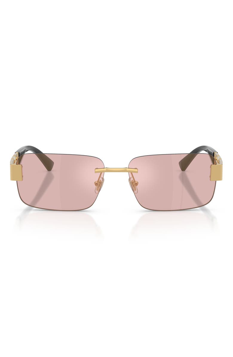 Versace 58mm Rimless Rectangular Sunglasses, Main, color, Gold / Pink Mirror Gold