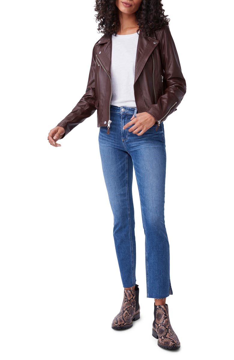 PAIGE Cindy High Waist Split Raw Hem Straight Leg Jeans, Alternate, color,