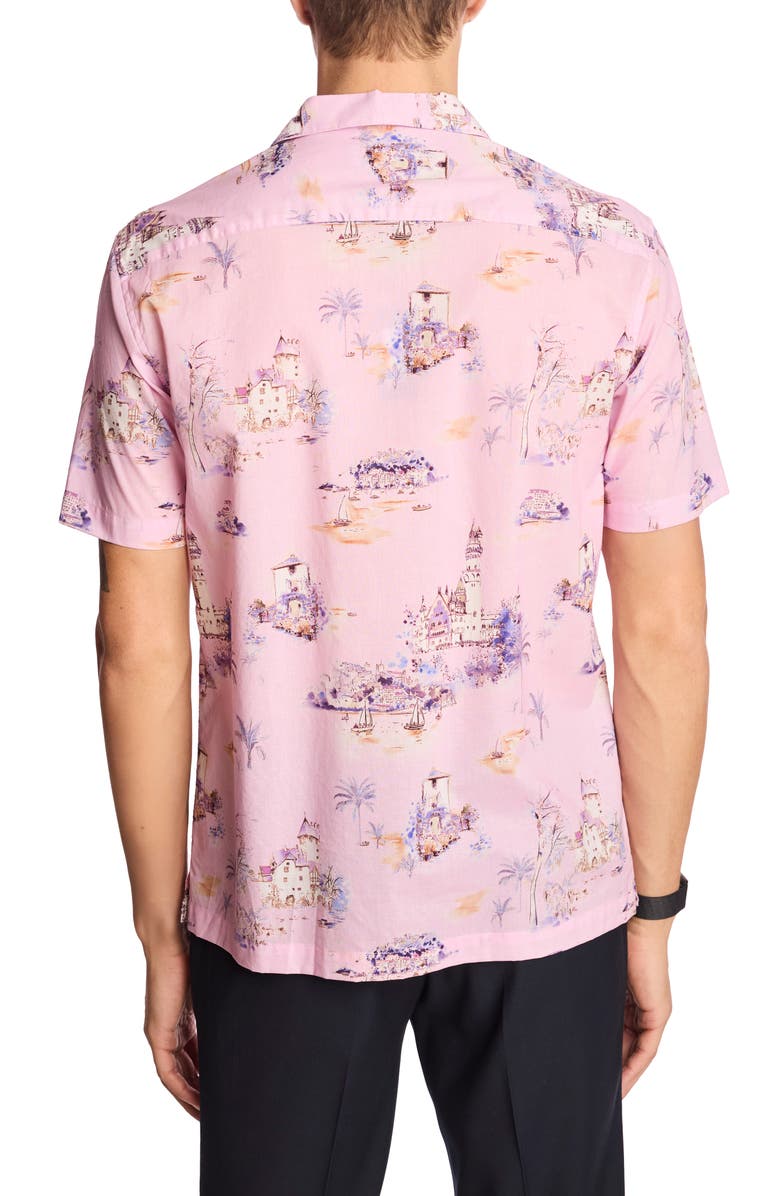 PAISLEY & GRAY Cotton Camp Shirt, Alternate, color, Pink Summer Island