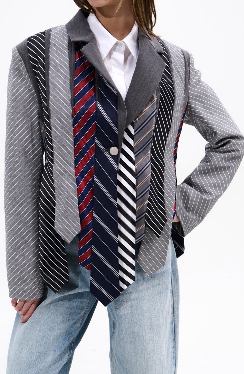 AZALEA WANG Satin Tie Blazer, Main, color,