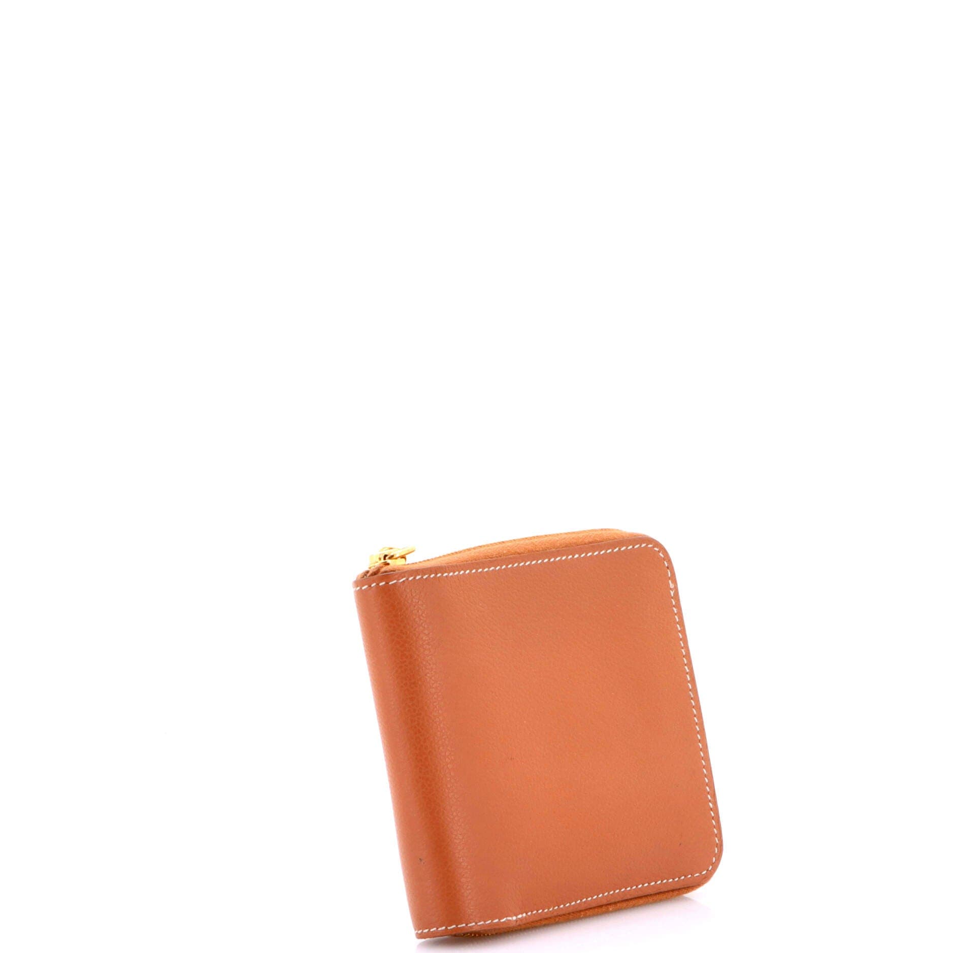 Pre-Owned Hermes Zipengo II Chaine d'Ancre Zip Wallet Leather, Alternate, color, Gold