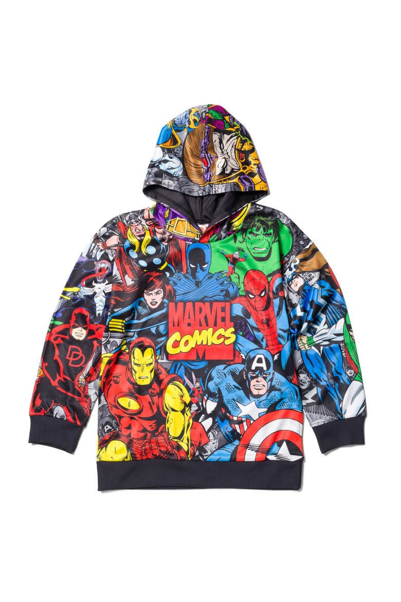 Avengers Fleece Hoodie, Main, color, Marvel Comics Grey