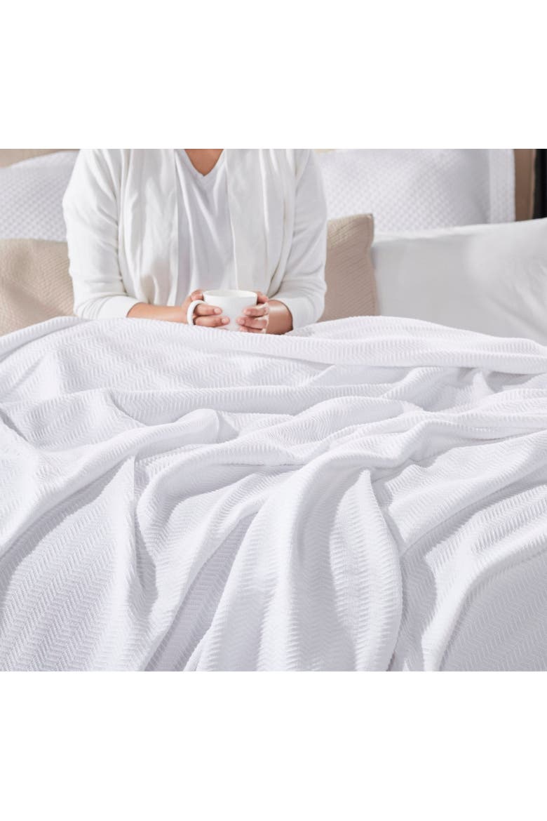 Riviera Chevron Cotton Blanket, Alternate, color, White