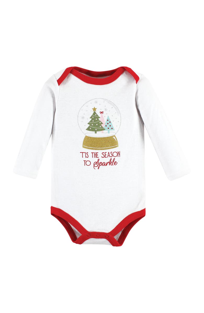 Hudson Baby Cotton Bodysuit and Pant Set, Alternate, color, Red Sparkle Trees
