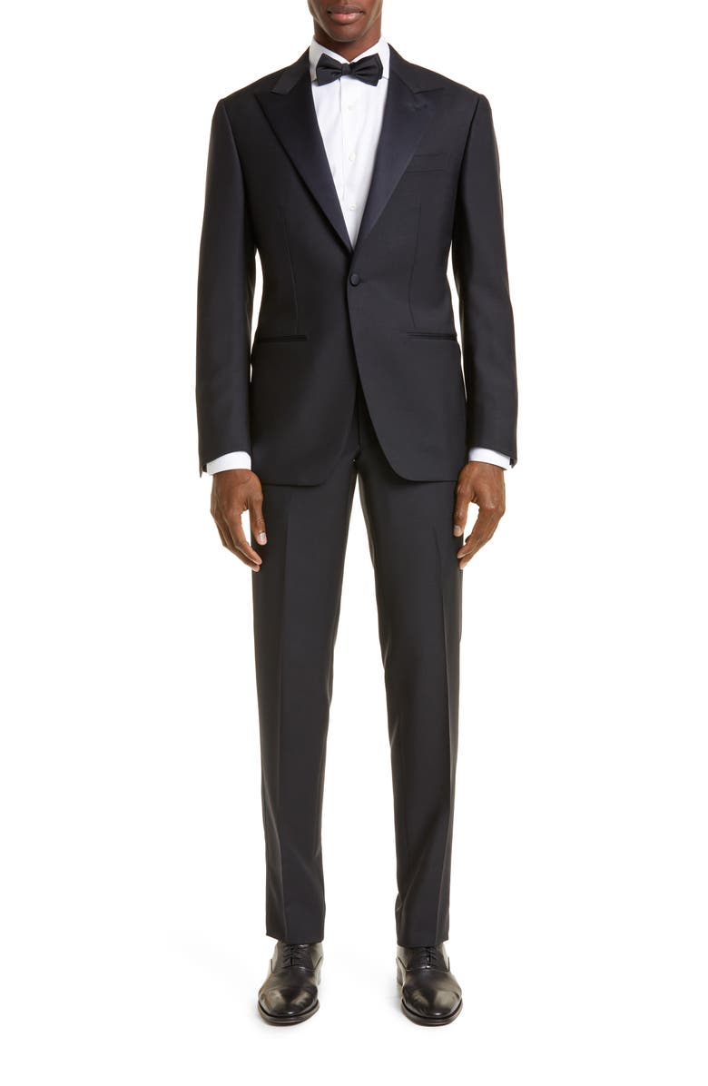 Thom Sweeney Peaked Lapel Dinner Jacket, Main, color, Midnight Navy