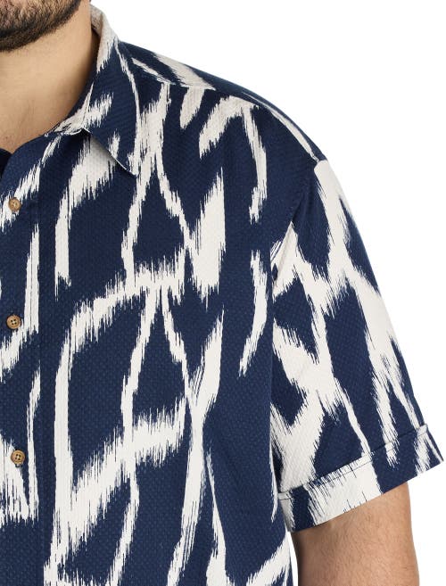 Synrgy By Dxl Big & Tall Textured Abstract Sport Shirt In Navy