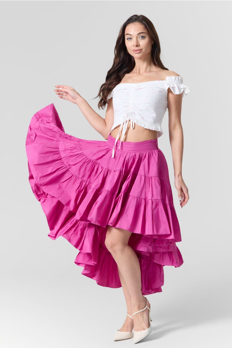 Off-Shoulder Top & Skirt Set, Alternate, color, Pink